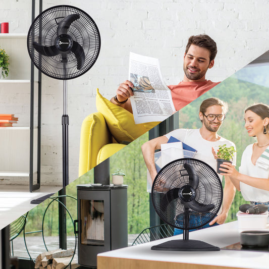 VENTILADOR DE SUELO 2 EN 1 OSCILANTE 16", 52W CRETE