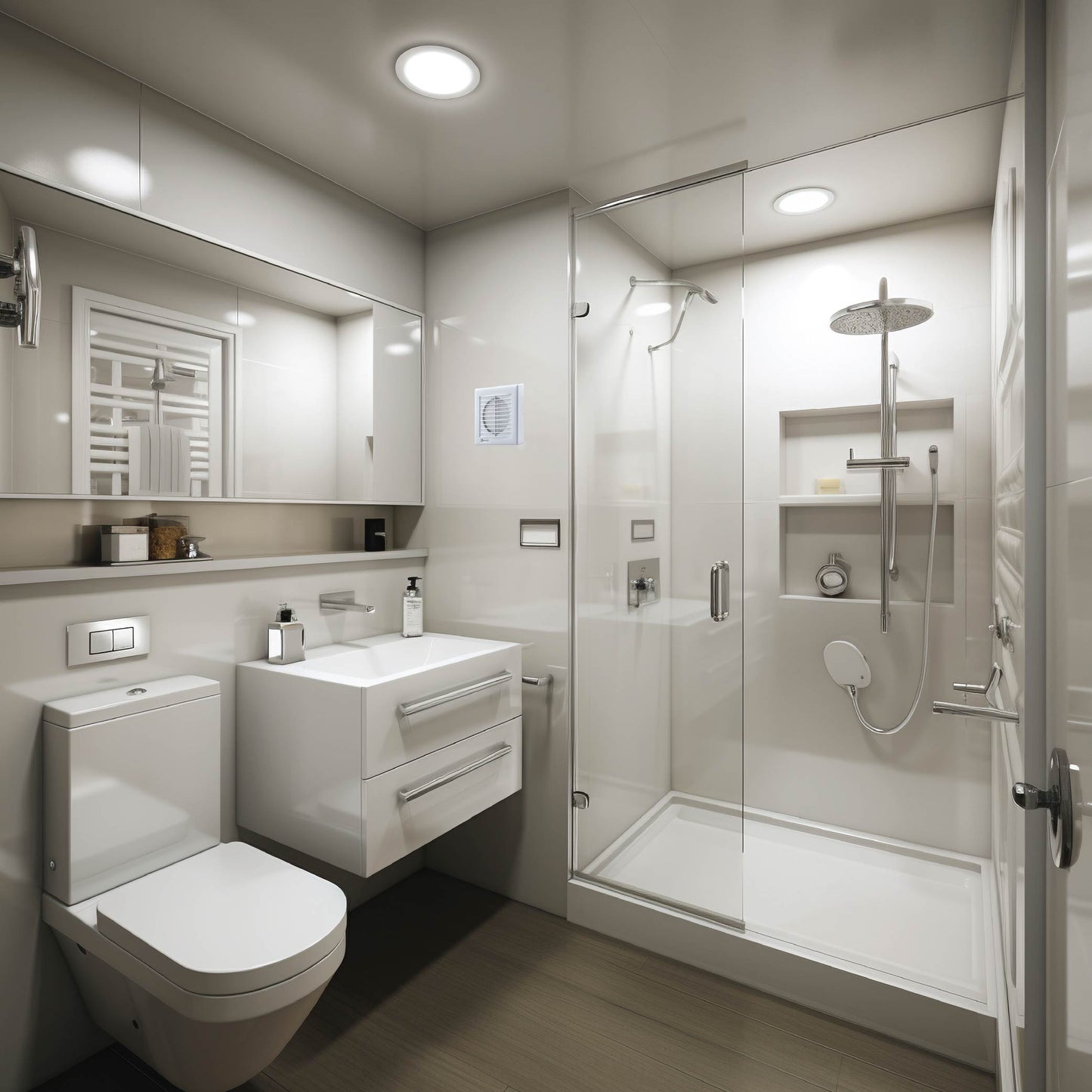 EXTRACTOR CORSICA4 PARED/VENTANA BCO CON REJILLA ANTIRETORNO 12W, 4", 130M3/H