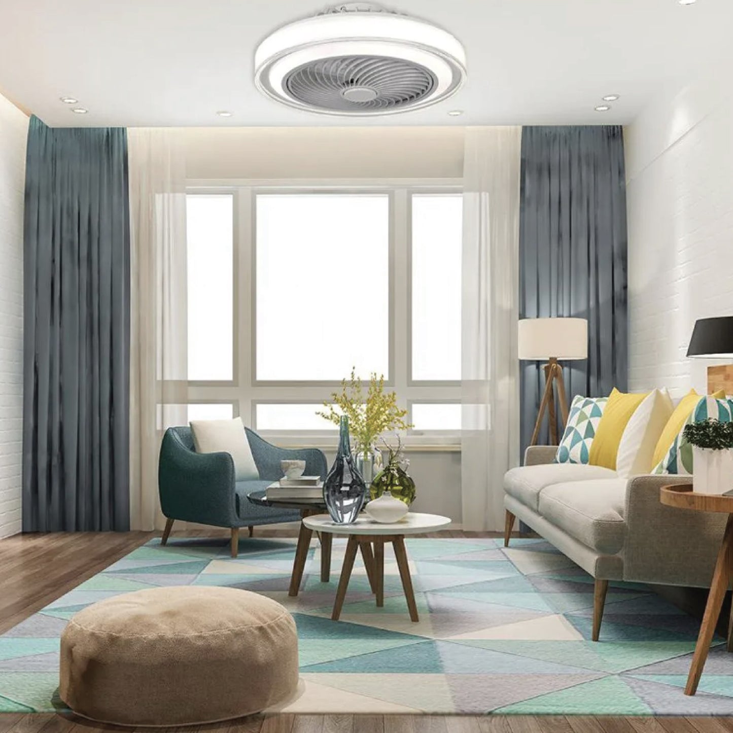 LAMP./VENTILADOR KAUAI 37W, 110-130V, 5180LM, 3000-6500K BCO