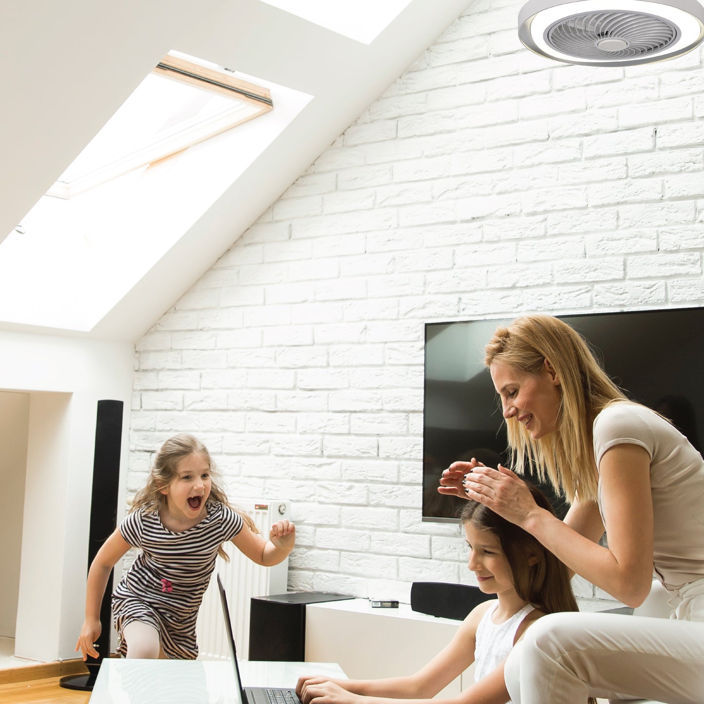 LAMP./VENTILADOR CAPRI 37W, 110-130V, 5180LM, 3000-6500K BCO