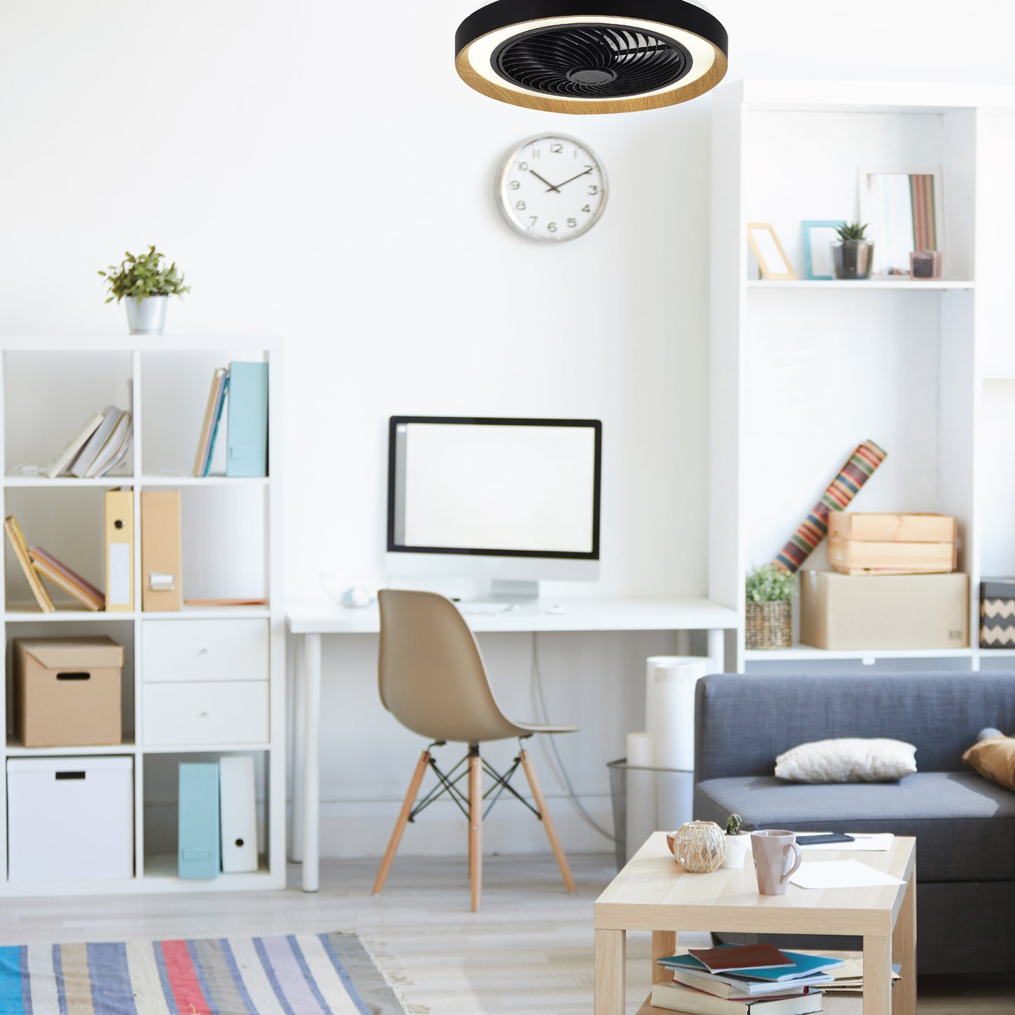 LAMP./VENTILADOR FIJI 37W, 110-130V, 4320LM, 3000-6500K NGRO/MADERA